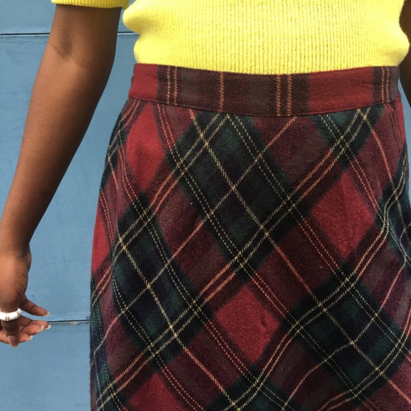 Vintage 1960's Red & Green Plaid Maxi Skirt - Picture 5 of 5